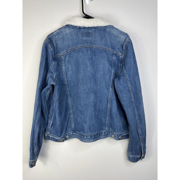 GAP Jeans Denim Jacket Sherpa Trim Collar Womens Size XL Classic Trucker - Picture 2 of 10